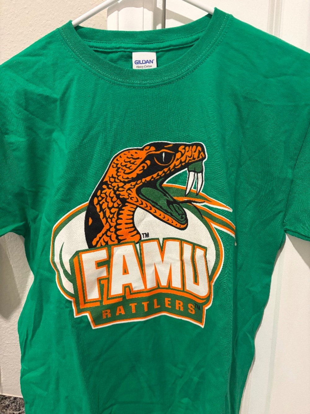 FAMU Florida A&M Rattlers Youth Large Green 100% Cotton T-Shirt